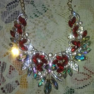 Red & white Crystal Necklace
